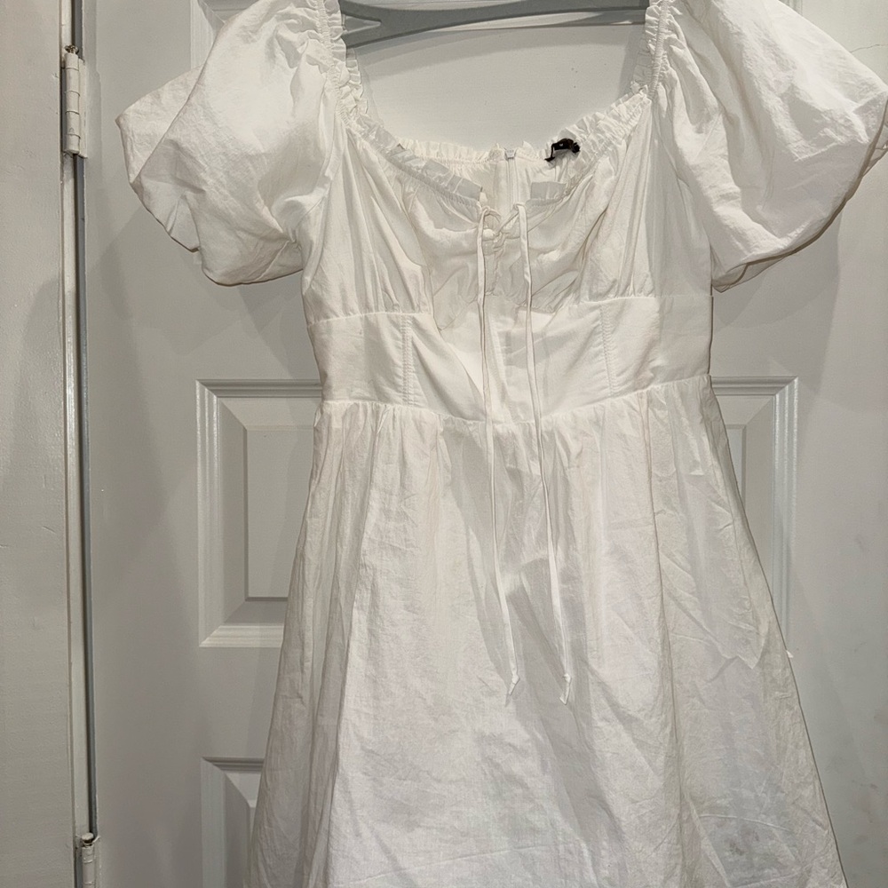 White Puff Sleeve Milkmaid Dress